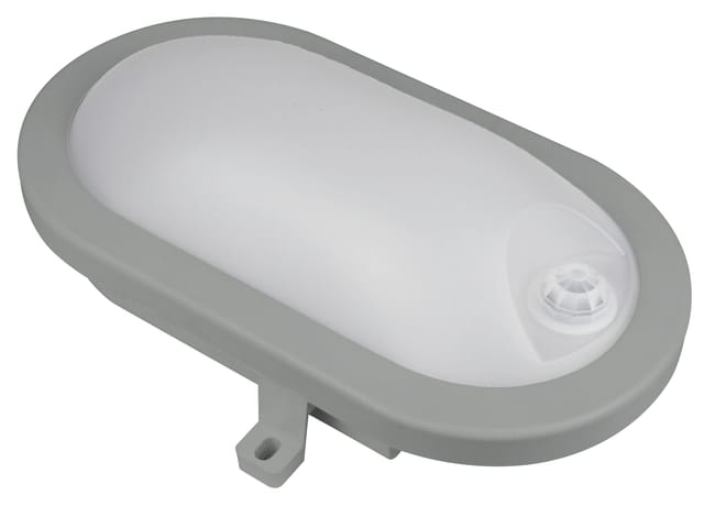 BLULAXA 49900 - Kellerleuchte Basis Fix Sensor oval, grau, IP54, 12W, 1200, lm,