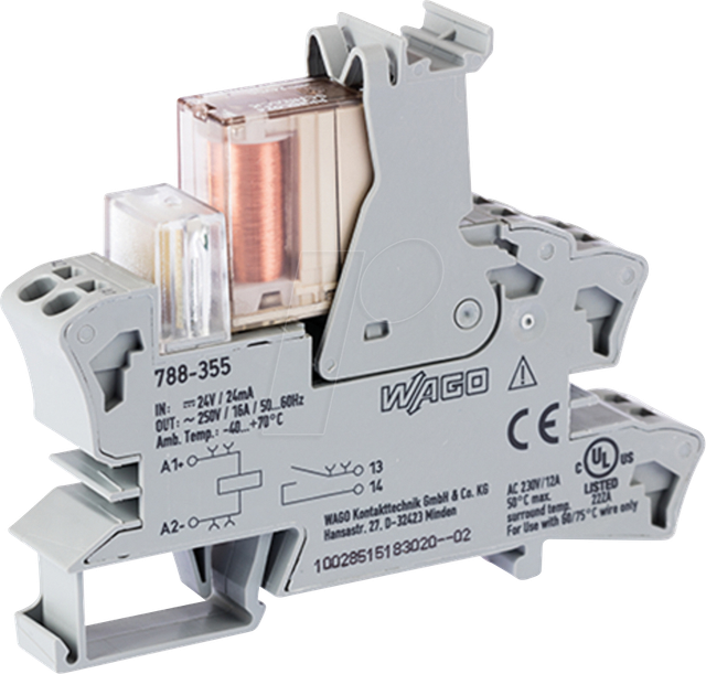 WAGO 788-355 - Relaismodul, IN: DC 24 V, 1 Schließer, 16 A
