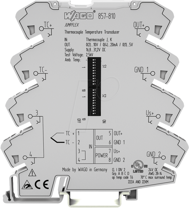 WAGO 857-810 - Temp.Messumformer - Thermoelemente Typ J, K