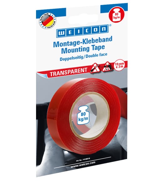 WEICON 14100319 - Montage-Klebeband, extrem stark, transparent, 3 m