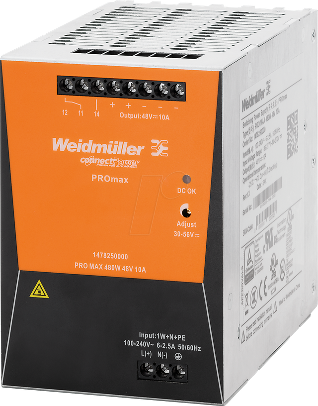 WEID 1478140000 - Schaltnetzteil Hutschiene, PROmax, 480 W, 24 V ,20 A