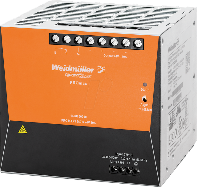 WEID 1478200000 - Schaltnetzteil Hutschiene, PROmax, 960 W, 24 V ,40 A