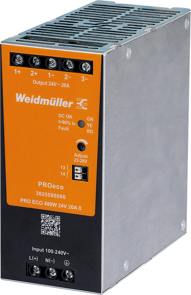 WEID 3025590000 - Schaltnetzteil Hutschiene, PROeco II , 480 W, 24 V ,20 A