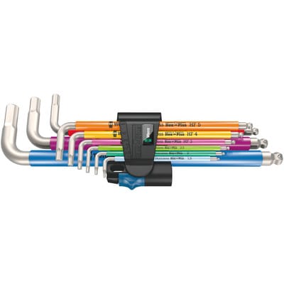 WERA 05022699001 - Winkelschlüsselsatz, Hex-Plus, Edelstahl, Edelstahl, 9-teilig