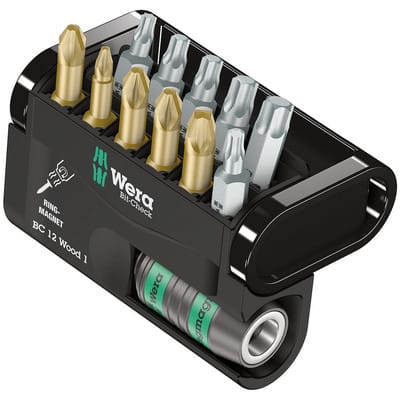 WERA 05057423001 - Bit-Satz Bit-Check 12, 12-teilig gemischt, Wood 1