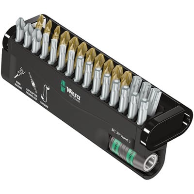 WERA 05057433001 - Bit-Satz Bit-Check 30, 30-teilig gemischt, Wood 1