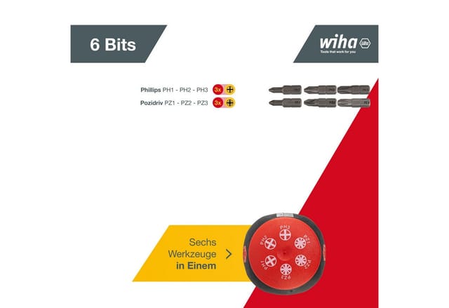 WIHA 33741 - Schraubendreher mit Bit Magazin magnetisch