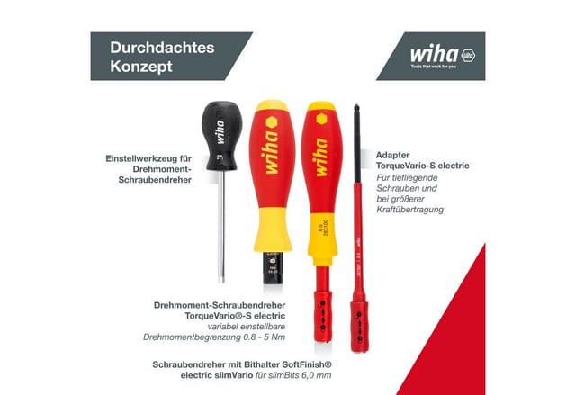 WIHA 40674 - Werkzeug-Set TorqueVario®-S electric, 0,8 - 5,0 Nm, 13-teilig