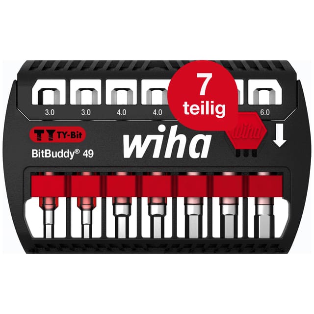 WIHA 42114 - Bit-Satz BitBuddy, 7-teilig Sechskant, 49 mm, TY-Bit