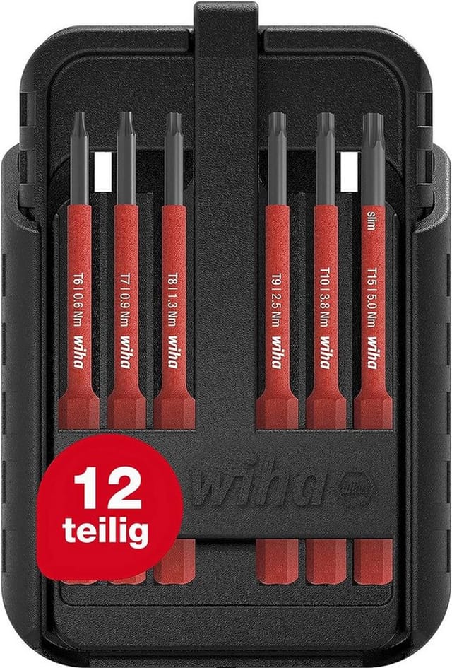 WIHA 43161 - Bit-Satz slimBit electric, 12-teilig, TORX, TORX PLUS
