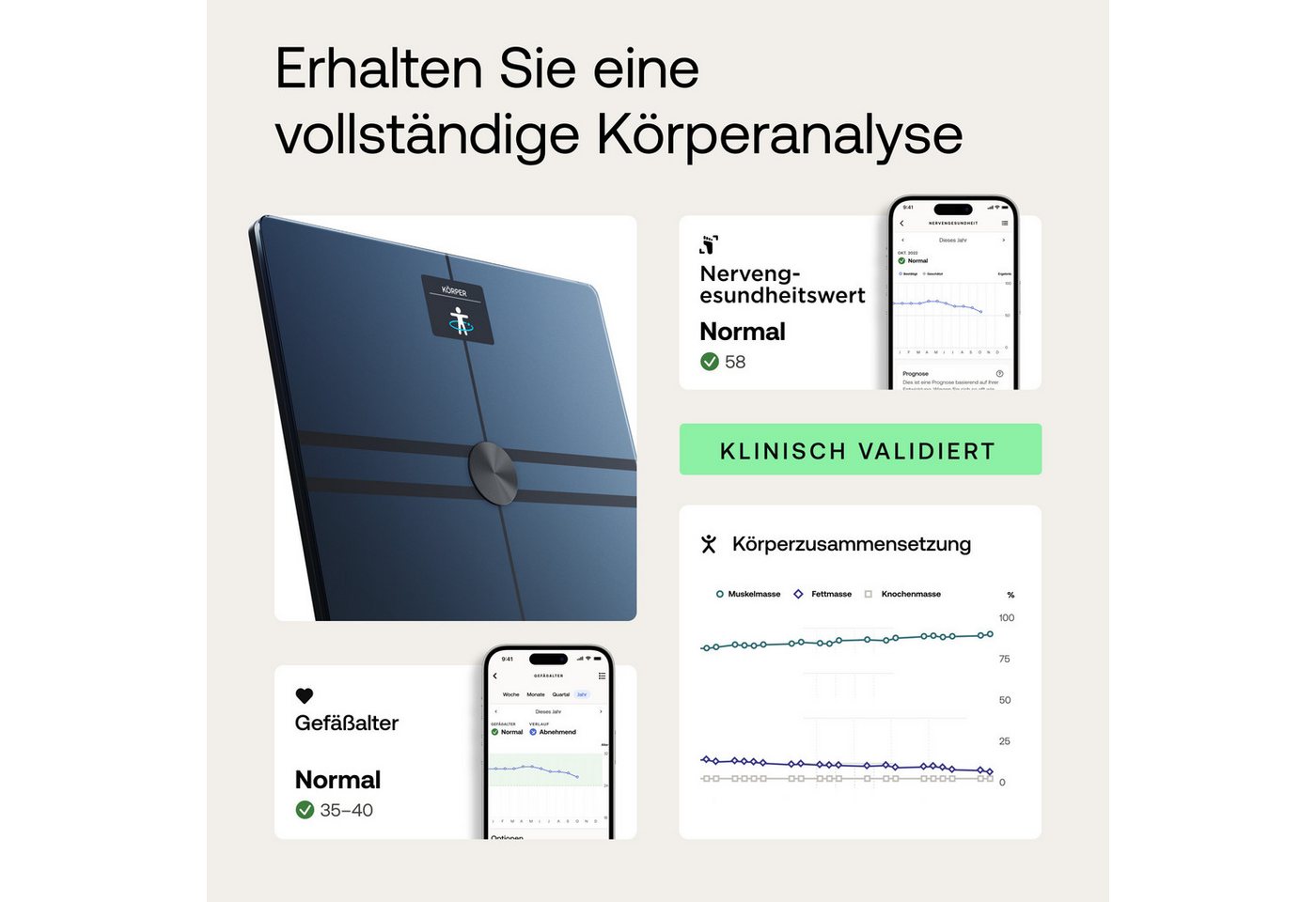 WIT WBS12 SW - Körperwaage, Bluetooth, Withings Body Comp Bild 2