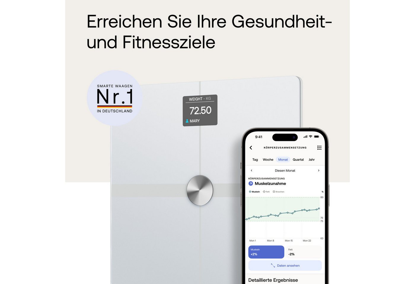 WIT WBS13 WS - Körperwaage, Bluetooth, Withings Body Smart Bild 4