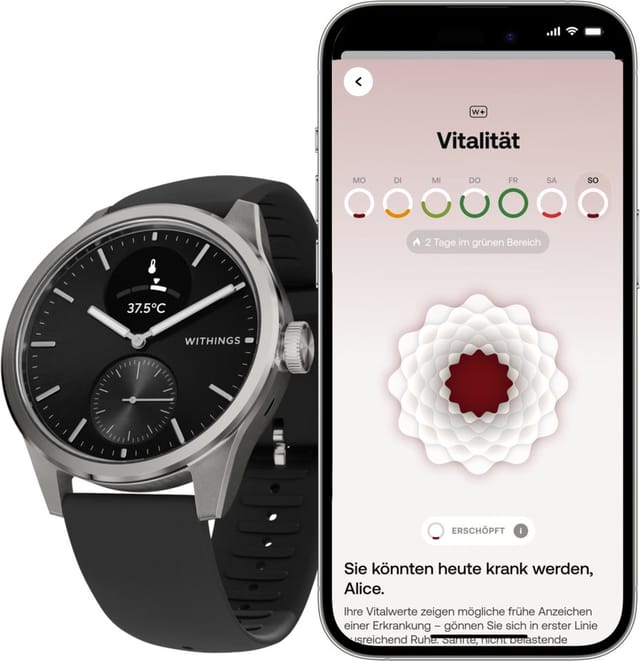 WITHINGS HWA10-4 - SmartWatch, Scanwatch 2, 42 mm, schwarz