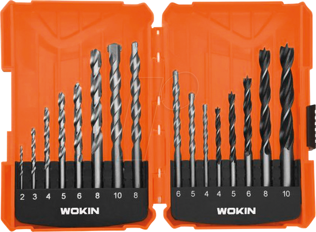 WOKIN 751816 - Spiralbohrer-Set für Metall, Holz und Beton, 16-teilig