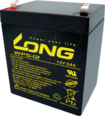 WP 5-12M-F2 - Blei-Vlies-Akku, 12 V, 5 Ah, Standby USV