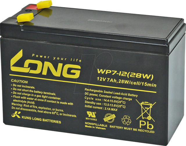 WP 7-12-M/F2 - Blei-Vlies-Akku, 12V, 7Ah, Standby USV