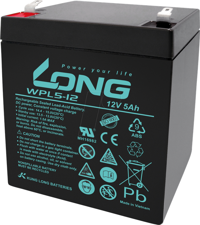 WP L5-12-M/F2 - Blei-Vlies-Akku, 12 V, 5 Ah, Longlife