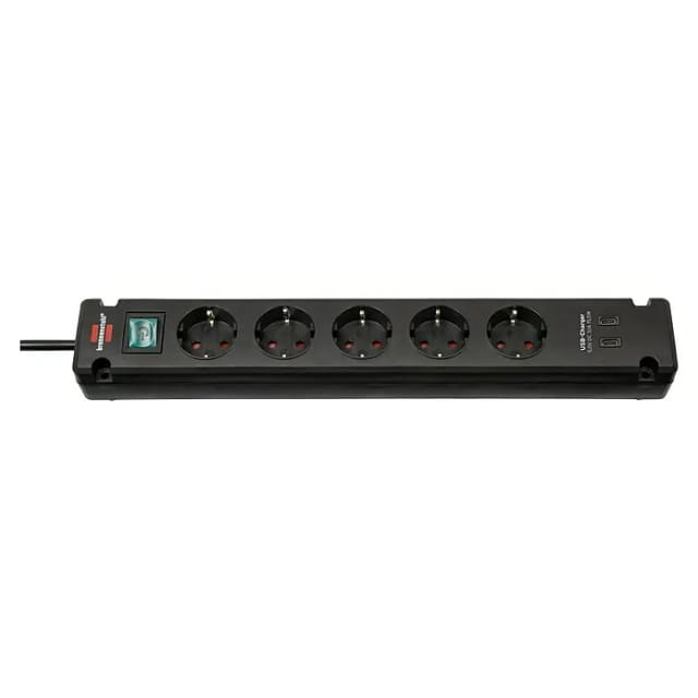 BRE 1150660415 - Steckdosenleiste Bremounta, 5-fach, USB C-Ladefunktion, schwarz