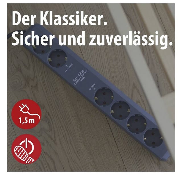 BRE 1159560516 - Eco-Line Comfort Switch Plus, Steckdosenleiste 6-fach, anthrazit