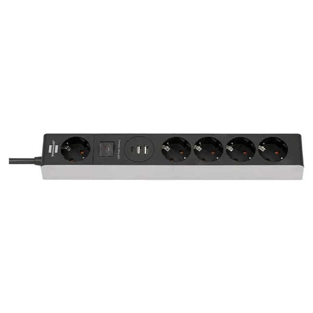 BRE 1159780615 - Steckdosenleiste, 5-fach, 1x USB-C, 2x USB-A, 1,5 m