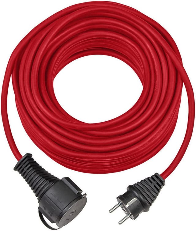 BRE 1161850 - Brennenstuhl Verlängerungskabel Gummi, 10 m, Kabel in rot