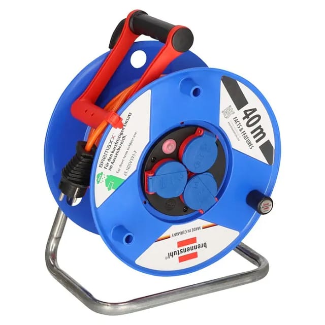 BRE 1208750 - Brennenstuhl Garant IP44 Kabeltrommel, 40m Kabel in orange