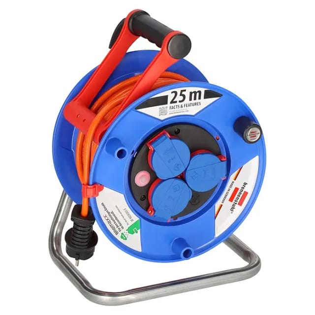 BRE 1218740 - Brennenstuhl Garant IP44 Kabeltrommel, 25m Kabel in orange