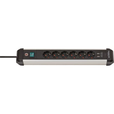 BRE 1391030610 - Steckdosenleiste mit USB, 6-fach, mit Schalter und 3m Kabel