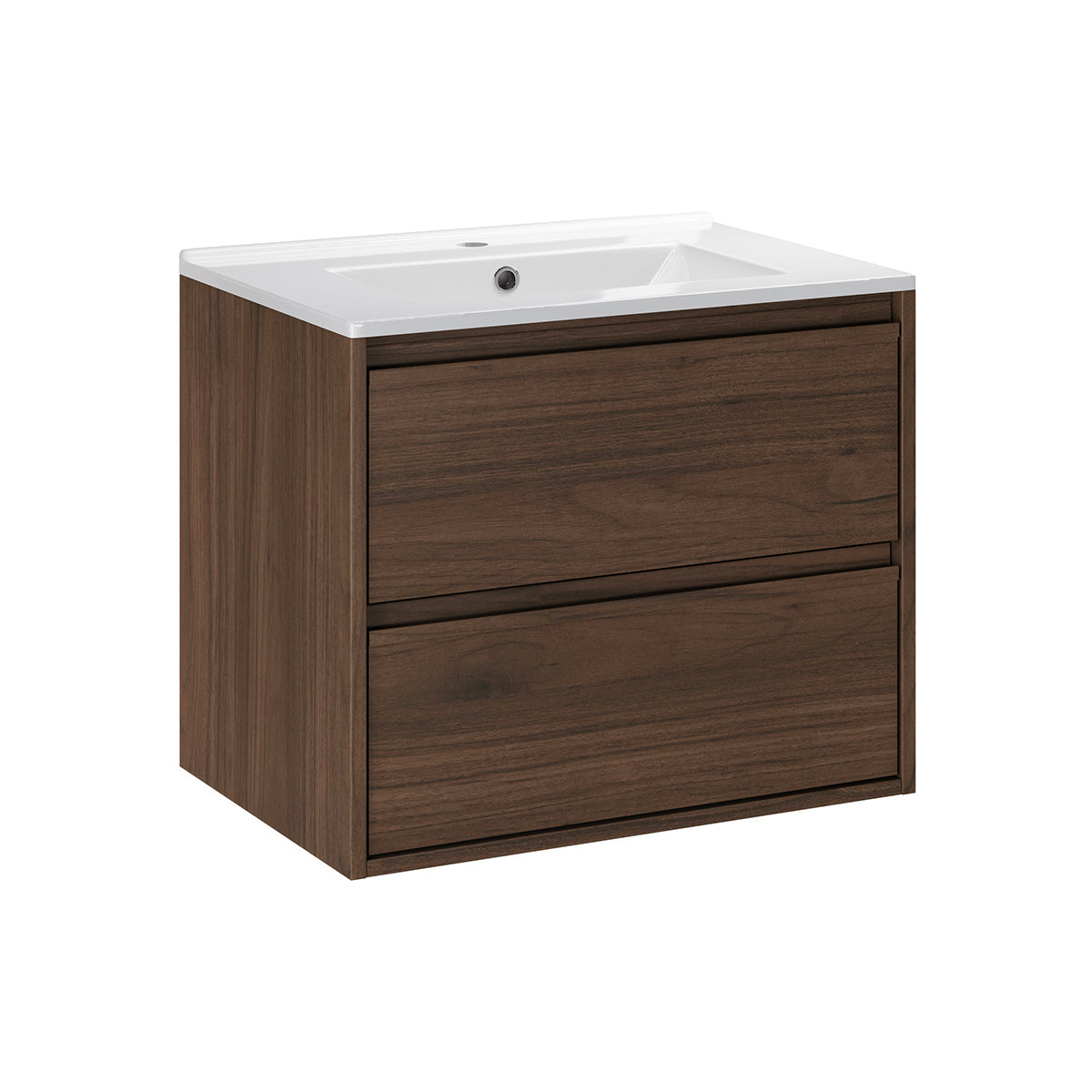 Waschtisch 61cm Edmé Mit 2 Schubladen, Dunkles Holzoptik