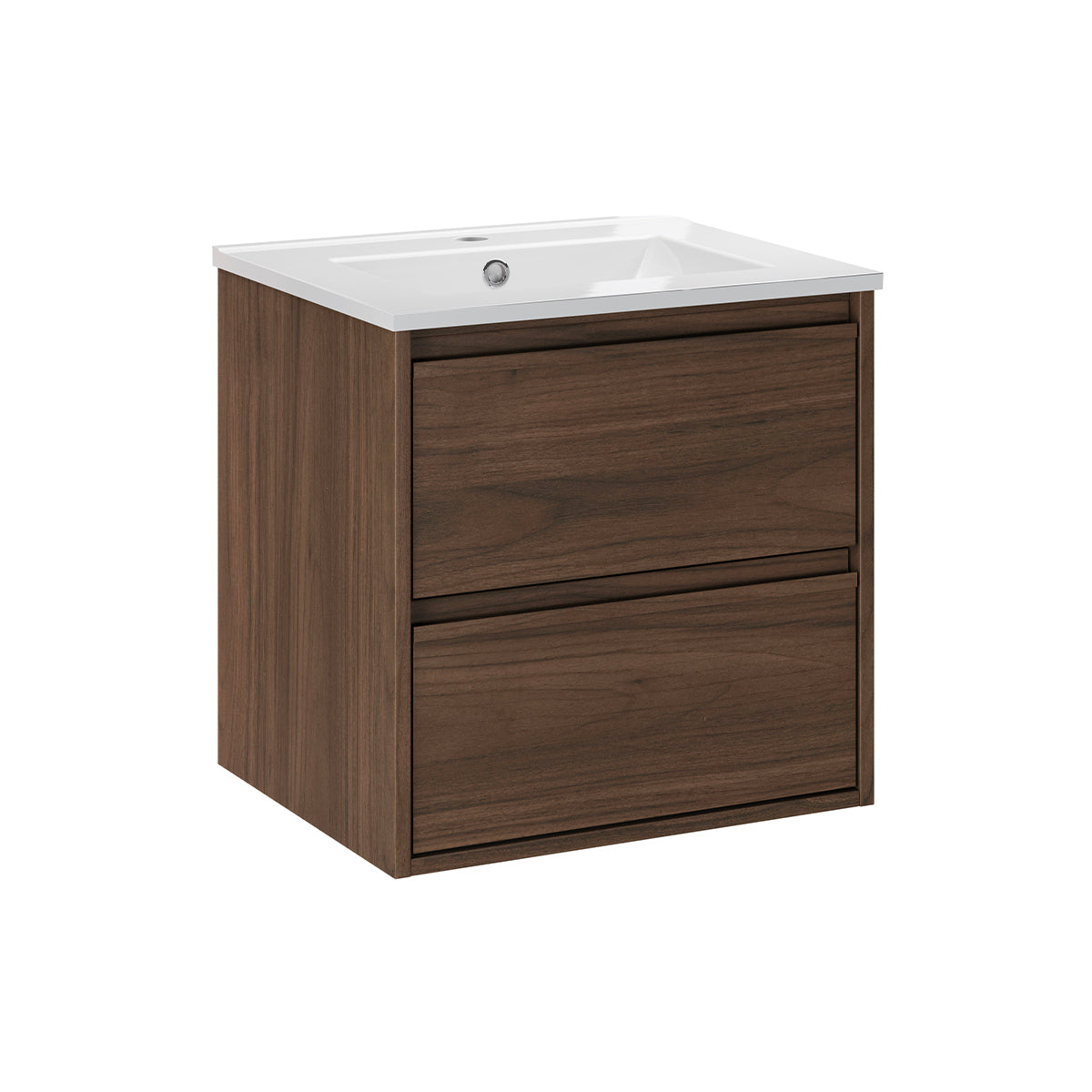 Waschtisch 51cm Edmé Mit 2 Schubladen, Dunkles Holzoptik