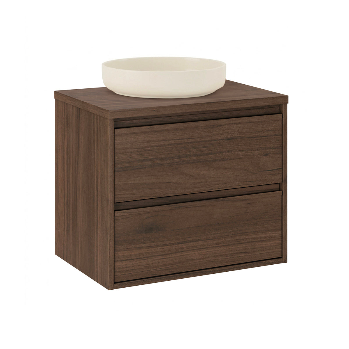 Waschtisch 60cm Edmé Mit 2 Schubladen, Dunkles Holzoptik