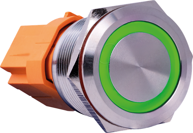 BUTTON 22A-L-GR - Stahltaster, rastend, Ø25, 3 A, grün