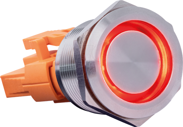 BUTTON 22A-L-RD - Stahltaster, rastend, Ø25, 3 A, rot
