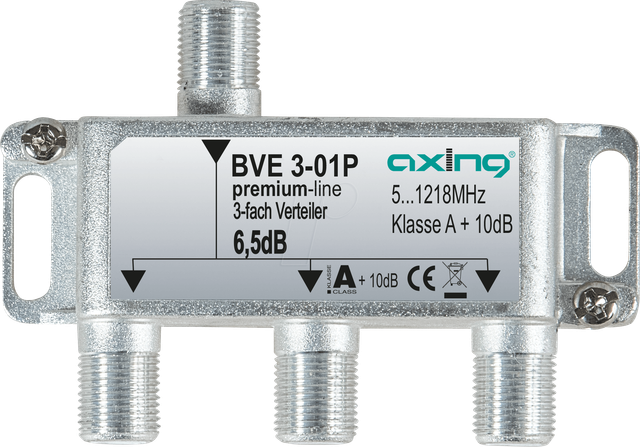 BVE 3-01P - Verteiler, 5-1218 MHz, 3-fach, 5,2 - 6,3 dB