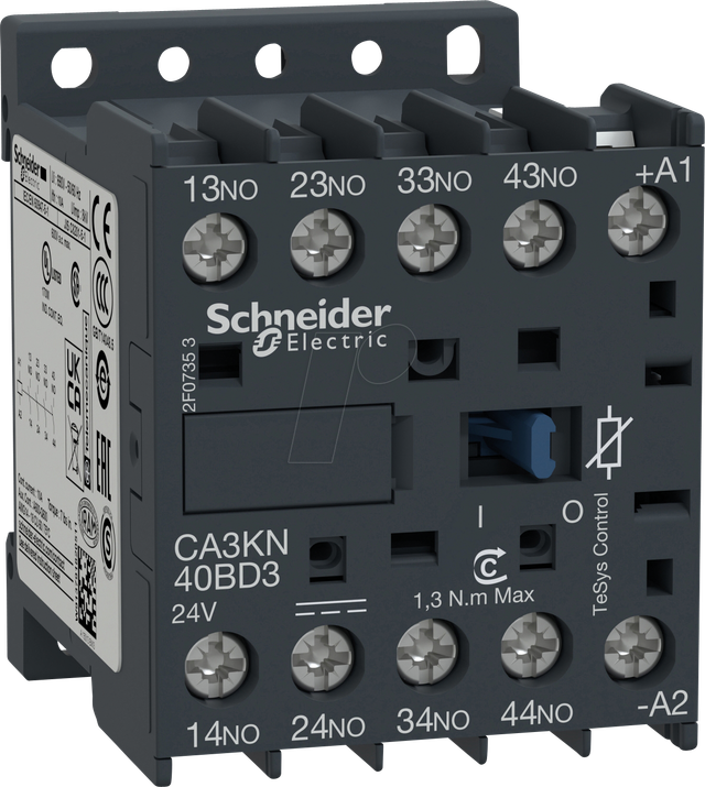 CA3KN40BD3 - Hilfsschütz, TeSys CAK, 4 NO, 24 V DC, mit Diode