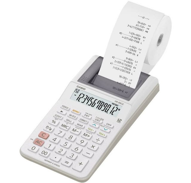 CASIO HR-8RCE-WS - Druckender Tischrechner CASIO HR-8RCE