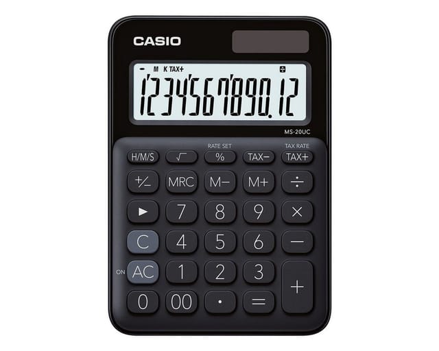 CASIO MS20UC-BK - Tischrechner, Solar, schwarz