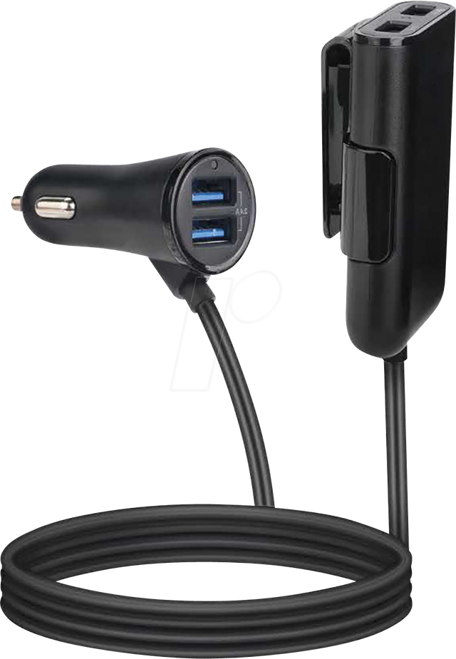 CC4USBEXTBK - USB-Ladegerät, 2,4 A, Kfz, 4x USB-A, schwarz