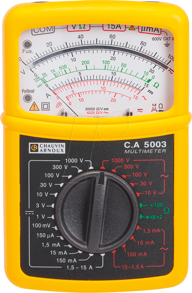CHAU P01196522E - Multimeter C.A 5003, analog, 600 V AC/DC, 15 A AC/DC
