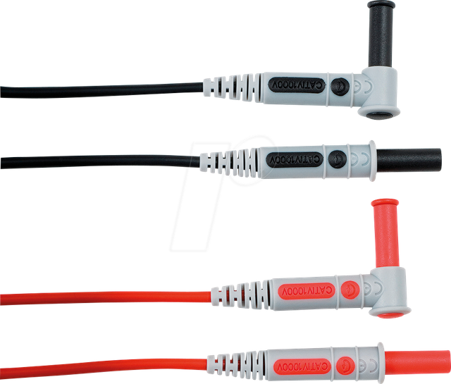 CHAU P01295453Z - Silikon-Messleitung, 1,5 m, rot + schwarz, gesichert