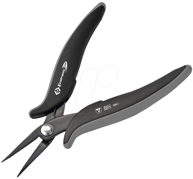 CK T3889 - ESD Spitzzange, lang, mit Hieb, 152 mm