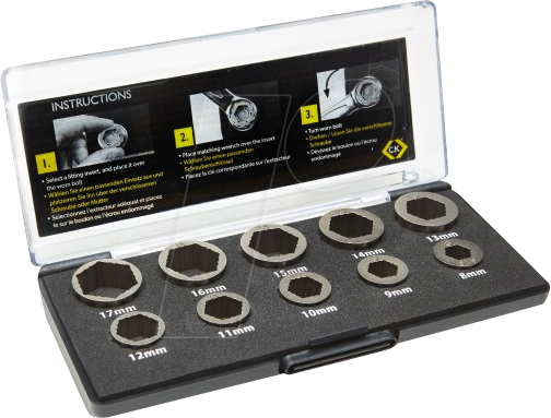 CK T4360 - Schrauben- und Muternausdrehersatz, 8 - 17 mm, 10-teilig