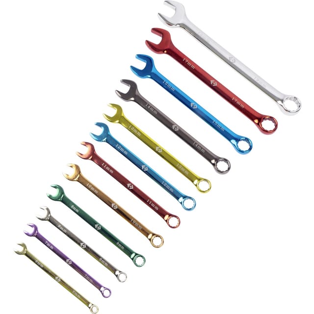 CK T436M12ST - Ring-Maulschlüsselsatz, SW 6-19, 12-teilig, farbig