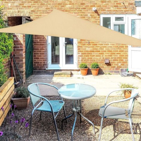 Dreieckiges Sonnensegel 3x3x3m, Sandgelb, Wasserdicht, 95% Uv-schutz, Für Terrasse, Garten, Camping, Party, Pool, Inklusive Seilen