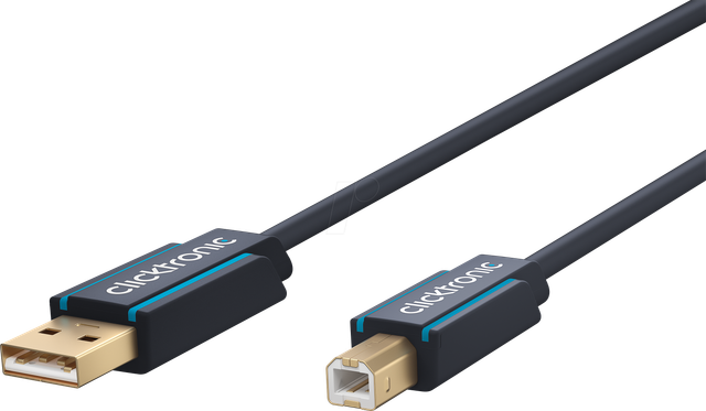 CLICK 70097 - USB 2.0 Kabel, A Stecker auf B Stecker, blau, 3,0 m