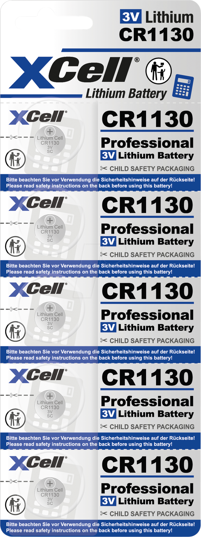 XCELL CR1130 5X - Lithium-Knopfzelle CR1130, 5er Blister