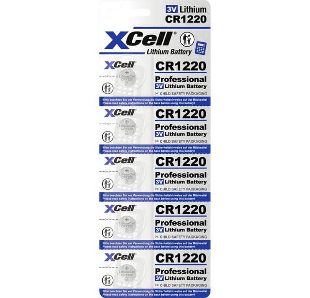 XCELL CR1220 5X - Lithium-Knopfzelle C1220, 5er Blister