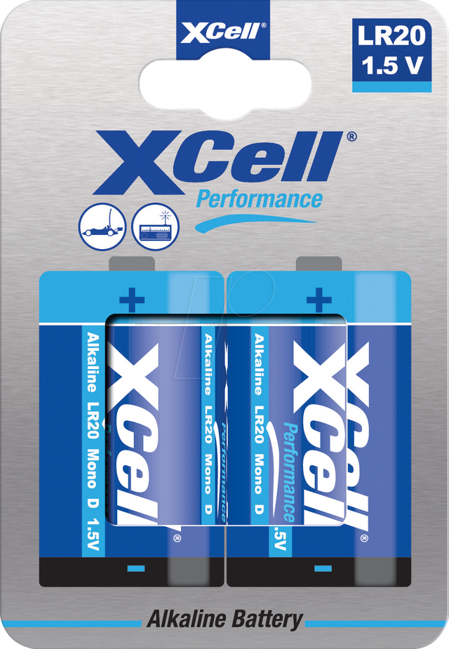 XCELL D X2 - Alkaline Baterrie, D (Mono), 2er Blister