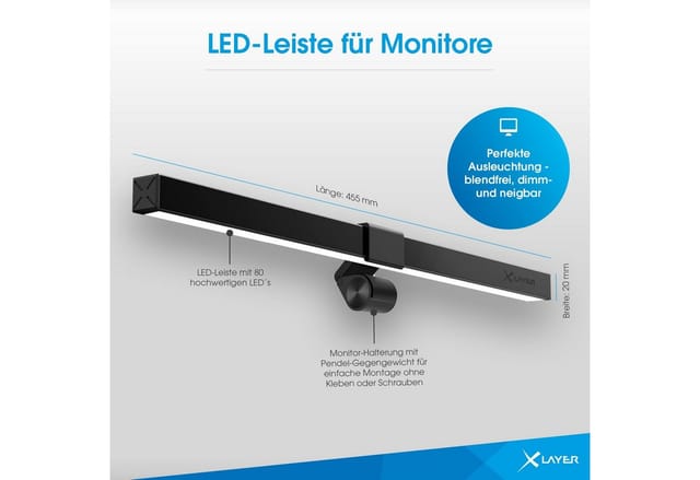 XLAYER 219154 - LED-Arbeitslampe für Monitore, Notebooks