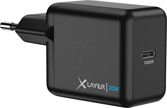 XLAYER 219571 - USB-Ladegerät, 20 W, 1x USB-C (PD), schwarz